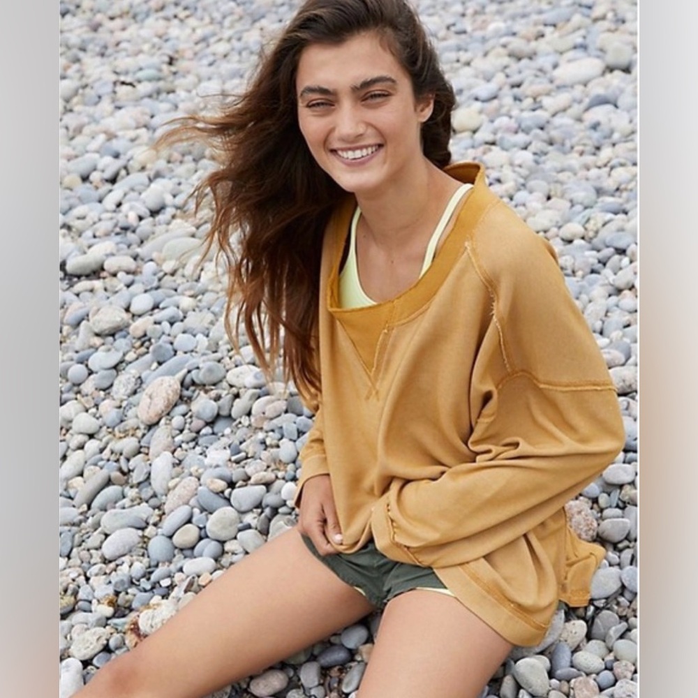 Free People Casual Mustard Women's Top